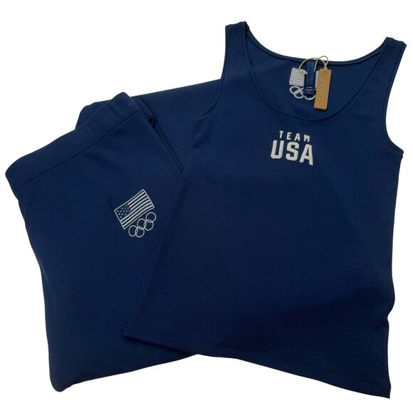 SKIMS Soft Lounge Tank Top + Pants Set Team USA Navy Large - Picture 1 of 16
